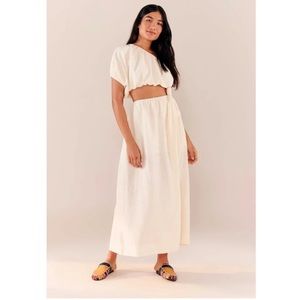 NWT FARM Off-White One Shoulder Dress. Size Medium